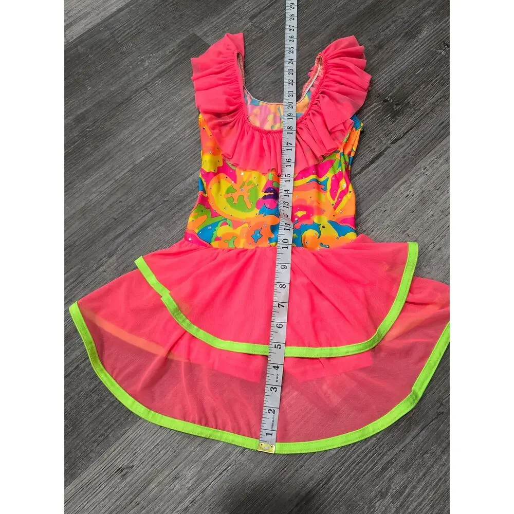 Costume Gallery Vibrant Pink 2 Tiered Tutu Skort Dress Sleeveless Dance Outfit